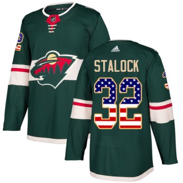 Authentic Adidas Men's Alex Stalock Minnesota Wild USA Flag Fashion Jersey - Green