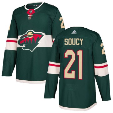 Authentic Adidas Men's Carson Soucy Minnesota Wild Home Jersey - Green