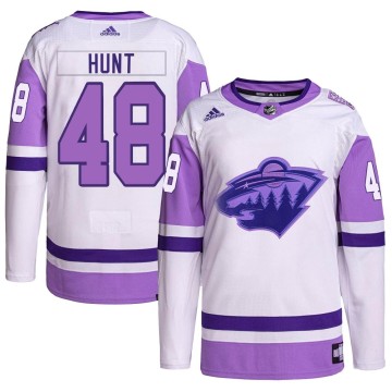 Authentic Adidas Men's Daemon Hunt Minnesota Wild Hockey Fights Cancer Primegreen Jersey - White/Purple