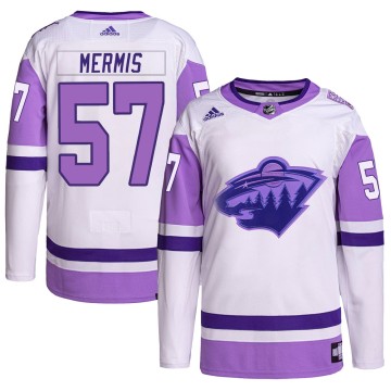 Authentic Adidas Men's Dakota Mermis Minnesota Wild Hockey Fights Cancer Primegreen Jersey - White/Purple