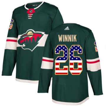 Authentic Adidas Men's Daniel Winnik Minnesota Wild USA Flag Fashion Jersey - Green