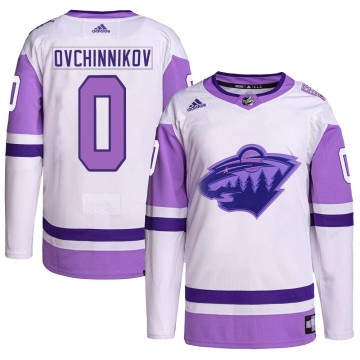 Authentic Adidas Men's Dmitry Ovchinnikov Minnesota Wild Hockey Fights Cancer Primegreen Jersey - White/Purple