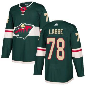 Authentic Adidas Men's Dylan Labbe Minnesota Wild Home Jersey - Green