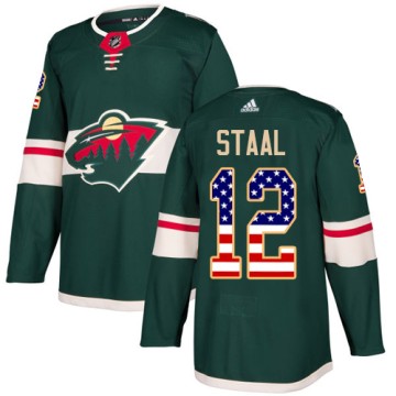Authentic Adidas Men's Eric Staal Minnesota Wild USA Flag Fashion Jersey - Green