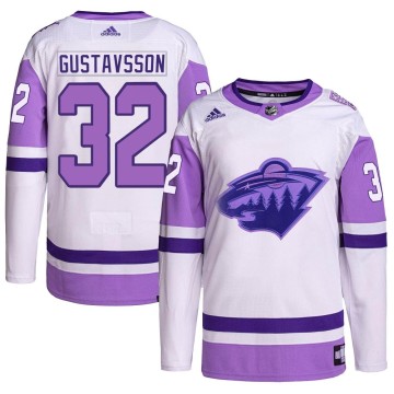Authentic Adidas Men's Filip Gustavsson Minnesota Wild Hockey Fights Cancer Primegreen Jersey - White/Purple