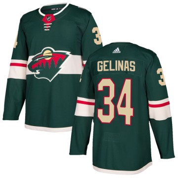 Authentic Adidas Men's Guillaume Gelinas Minnesota Wild Home Jersey - Green