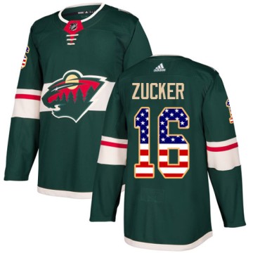 Authentic Adidas Men's Jason Zucker Minnesota Wild USA Flag Fashion Jersey - Green