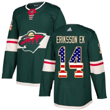 Authentic Adidas Men's Joel Eriksson Ek Minnesota Wild USA Flag Fashion Jersey - Green