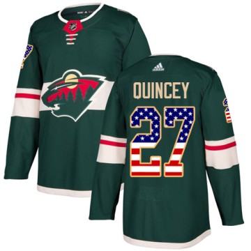 Authentic Adidas Men's Kyle Quincey Minnesota Wild USA Flag Fashion Jersey - Green