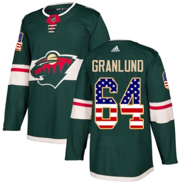 Authentic Adidas Men's Mikael Granlund Minnesota Wild USA Flag Fashion Jersey - Green