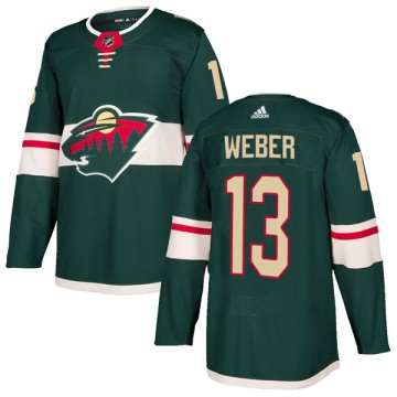 Authentic Adidas Men's Mike Weber Minnesota Wild Home Jersey - Green