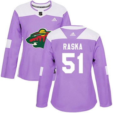 Authentic Adidas Women's Adam Raska Minnesota Wild Fights Cancer Practice Jersey - Purple