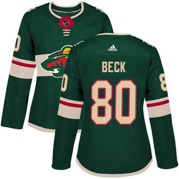 Authentic Adidas Women's Colton Beck Minnesota Wild Home Jersey - Green
