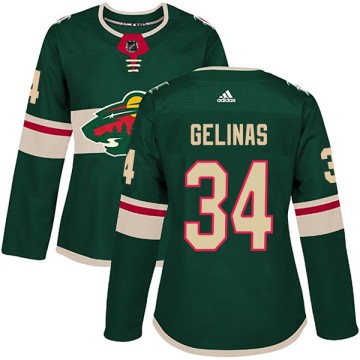 Authentic Adidas Women's Guillaume Gelinas Minnesota Wild Home Jersey - Green