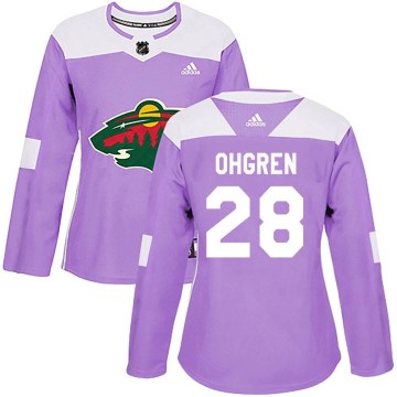 Authentic Adidas Women's Liam Ohgren Minnesota Wild Fights Cancer Practice Jersey - Purple