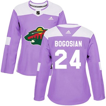 Authentic Adidas Women's Zach Bogosian Minnesota Wild Fights Cancer Practice Jersey - Purple