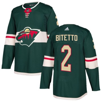 Authentic Adidas Youth Anthony Bitetto Minnesota Wild Home Jersey - Green