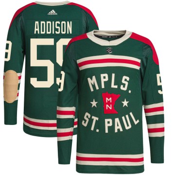 Authentic Adidas Youth Calen Addison Minnesota Wild 2022 Winter Classic Player Jersey - Green