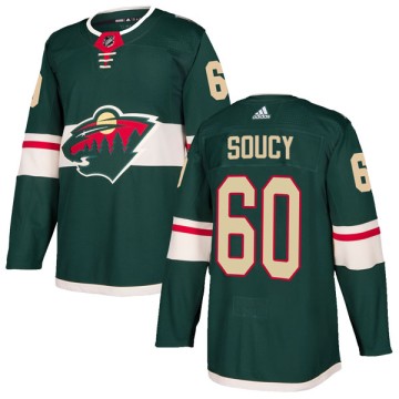 Authentic Adidas Youth Carson Soucy Minnesota Wild Home Jersey - Green