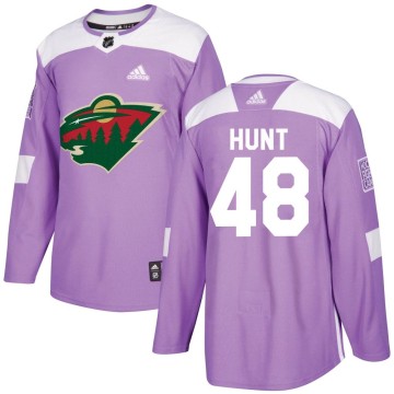 Authentic Adidas Youth Daemon Hunt Minnesota Wild Fights Cancer Practice Jersey - Purple