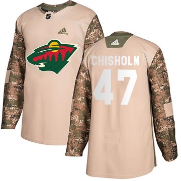 Authentic Adidas Youth Declan Chisholm Minnesota Wild Veterans Day Practice Jersey - Camo