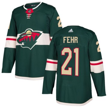 Authentic Adidas Youth Eric Fehr Minnesota Wild Home Jersey - Green