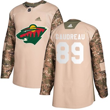 Authentic Adidas Youth Frederick Gaudreau Minnesota Wild Veterans Day Practice Jersey - Camo
