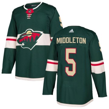 Authentic Adidas Youth Jake Middleton Minnesota Wild Home Jersey - Green