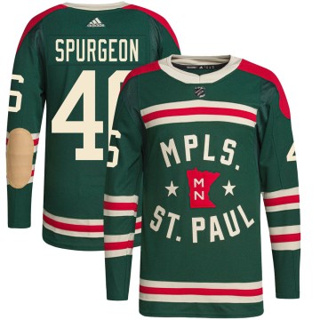 Authentic Adidas Youth Jared Spurgeon Minnesota Wild 2022 Winter Classic Player Jersey - Green