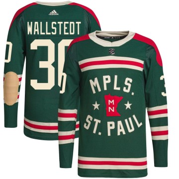 Authentic Adidas Youth Jesper Wallstedt Minnesota Wild 2022 Winter Classic Player Jersey - Green