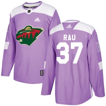 Authentic Adidas Youth Kyle Rau Minnesota Wild Fights Cancer Practice Jersey - Purple