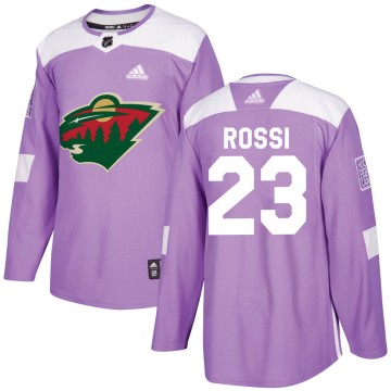 Authentic Adidas Youth Marco Rossi Minnesota Wild Fights Cancer Practice Jersey - Purple