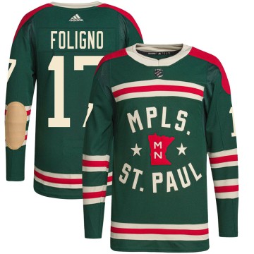 Authentic Adidas Youth Marcus Foligno Minnesota Wild 2022 Winter Classic Player Jersey - Green