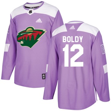 Authentic Adidas Youth Matt Boldy Minnesota Wild Fights Cancer Practice Jersey - Purple