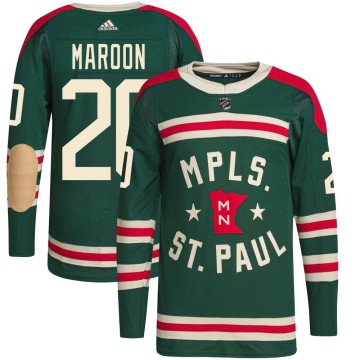 Authentic Adidas Youth Pat Maroon Minnesota Wild 2022 Winter Classic Player Jersey - Green
