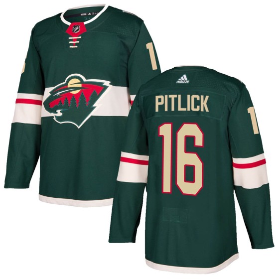 Authentic Adidas Youth Rem Pitlick Minnesota Wild Home Jersey - Green