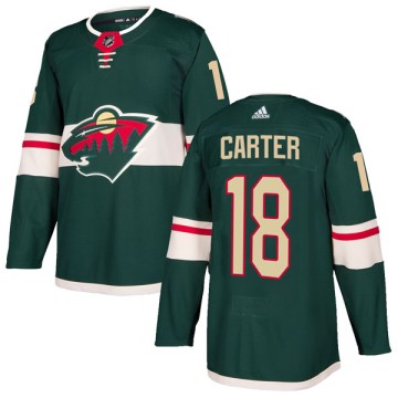 Authentic Adidas Youth Ryan Carter Minnesota Wild Home Jersey - Green