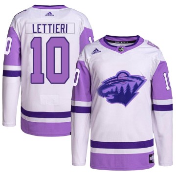 Authentic Adidas Youth Vinni Lettieri Minnesota Wild Hockey Fights Cancer Primegreen Jersey - White/Purple