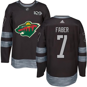 Authentic Youth Brock Faber Minnesota Wild 1917-2017 100th Anniversary Jersey - Black